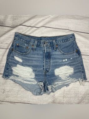 Levi's 501 High Rise Women’s 29 Distressed Cut Off Denim Shorts